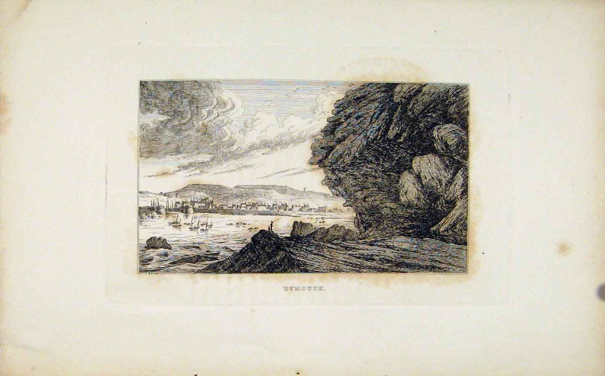 Original Old Antique Print Eymouth Etching Fine Art C1830 19th Century