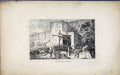 Original Old Antique Print Fine Art Carlisle Castle Etching C1830 19th Century