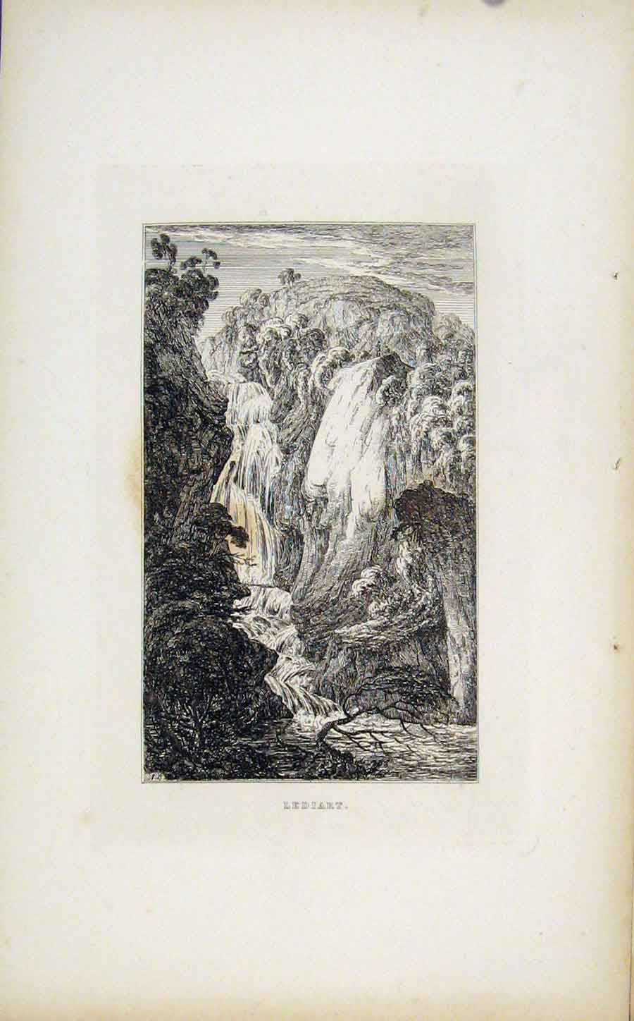 Original Old Antique Print Fine Art Etching C1830 Lediart Sketch 19th Century