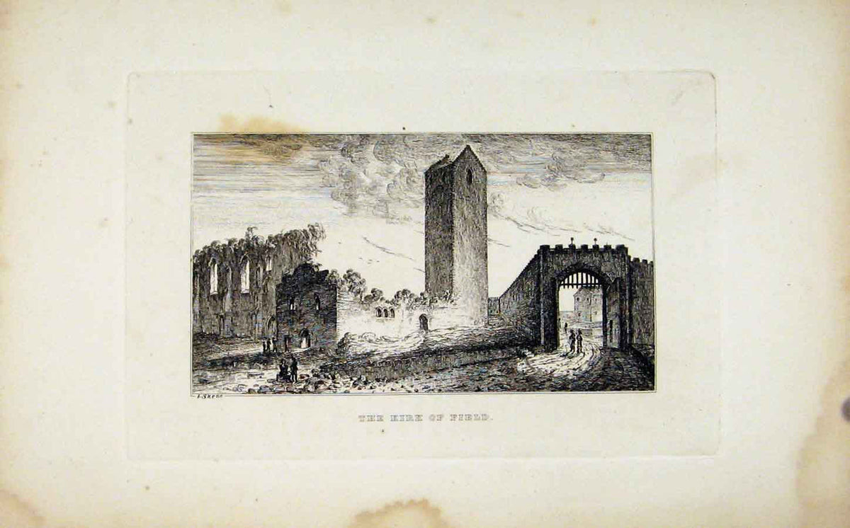 Original Old Antique Print The Kirk Field Etching C1830 Fine Art 19th Century