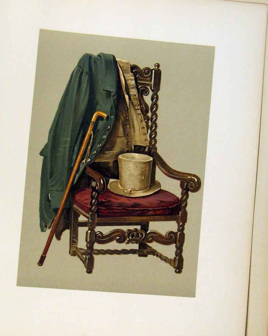 Original Old Antique Print Sir Walter Scotts Body Clothes Coat Hat Walking Stick