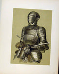 Original Old Antique Print Enlarged Drawing Armour From Hall Door C1893 19th