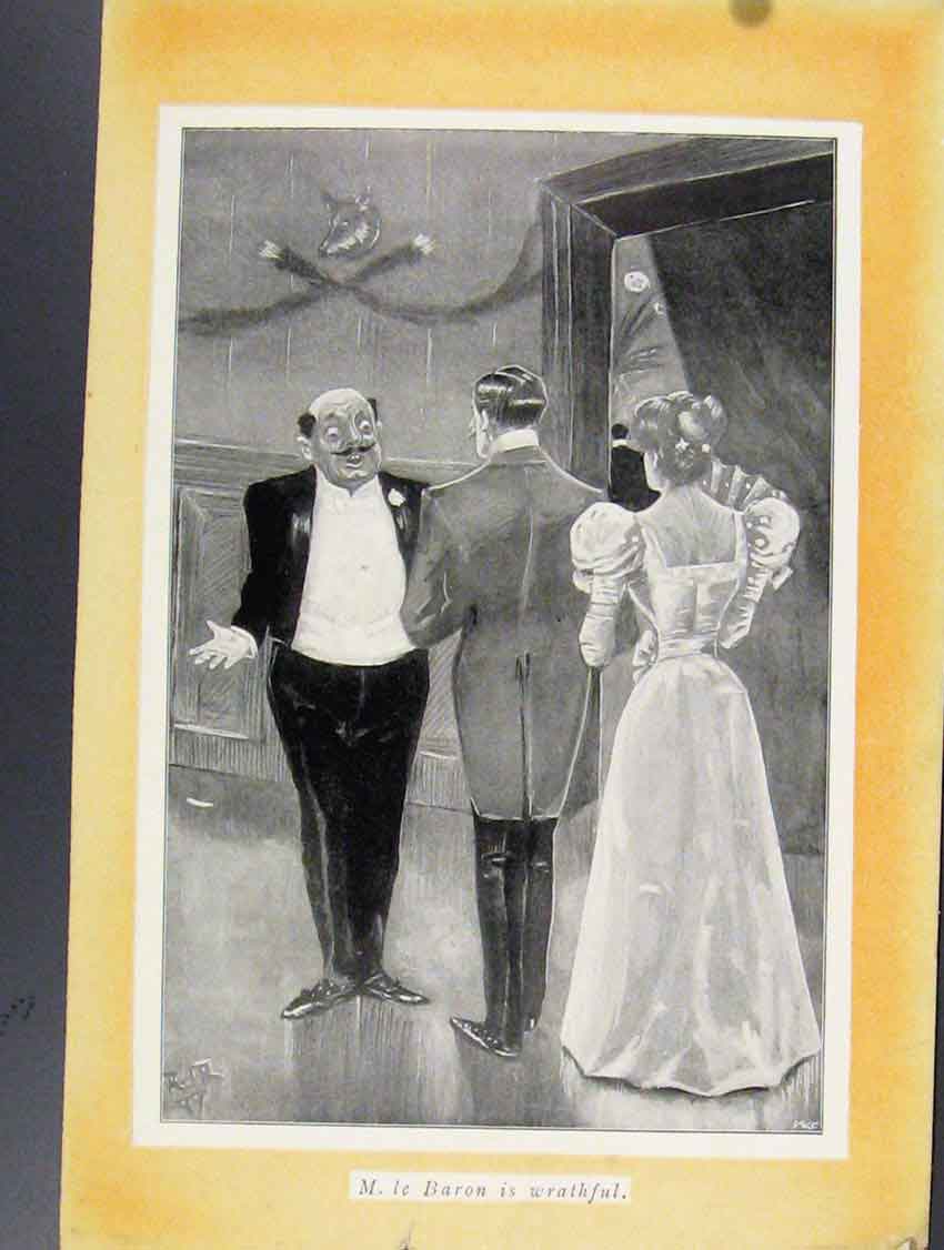 Original Old Vintage Print Le Baron Wrathful C1924 Sketches Social Ball 20th