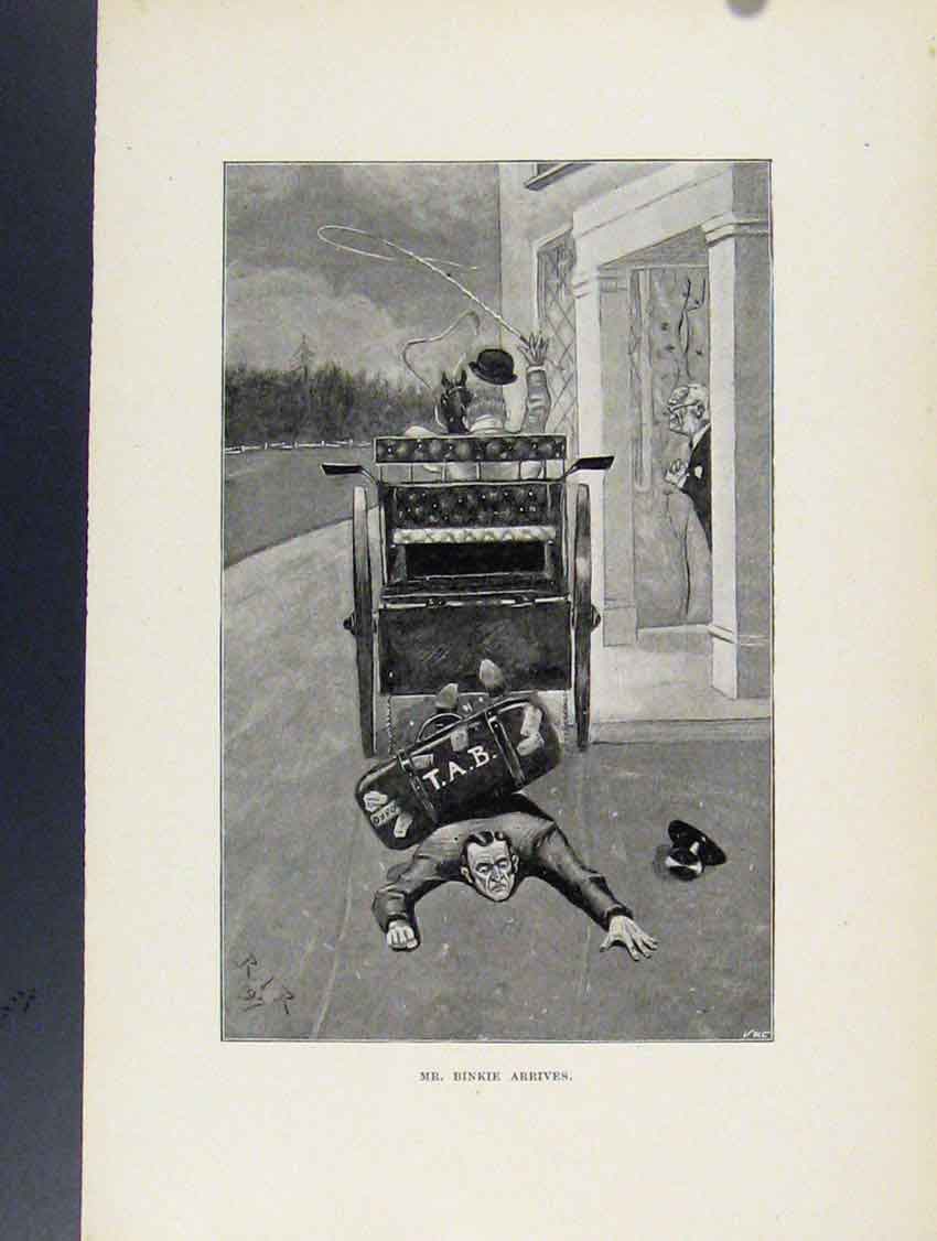 Original Old Vintage Print Binkie Arrives Sketches Fox Hunting C1924 20th