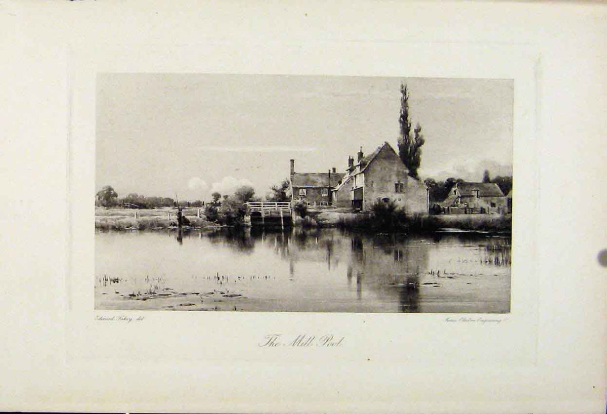 Original Old Antique Print Mill Pool The Encyclopedia Sport C1898 19th