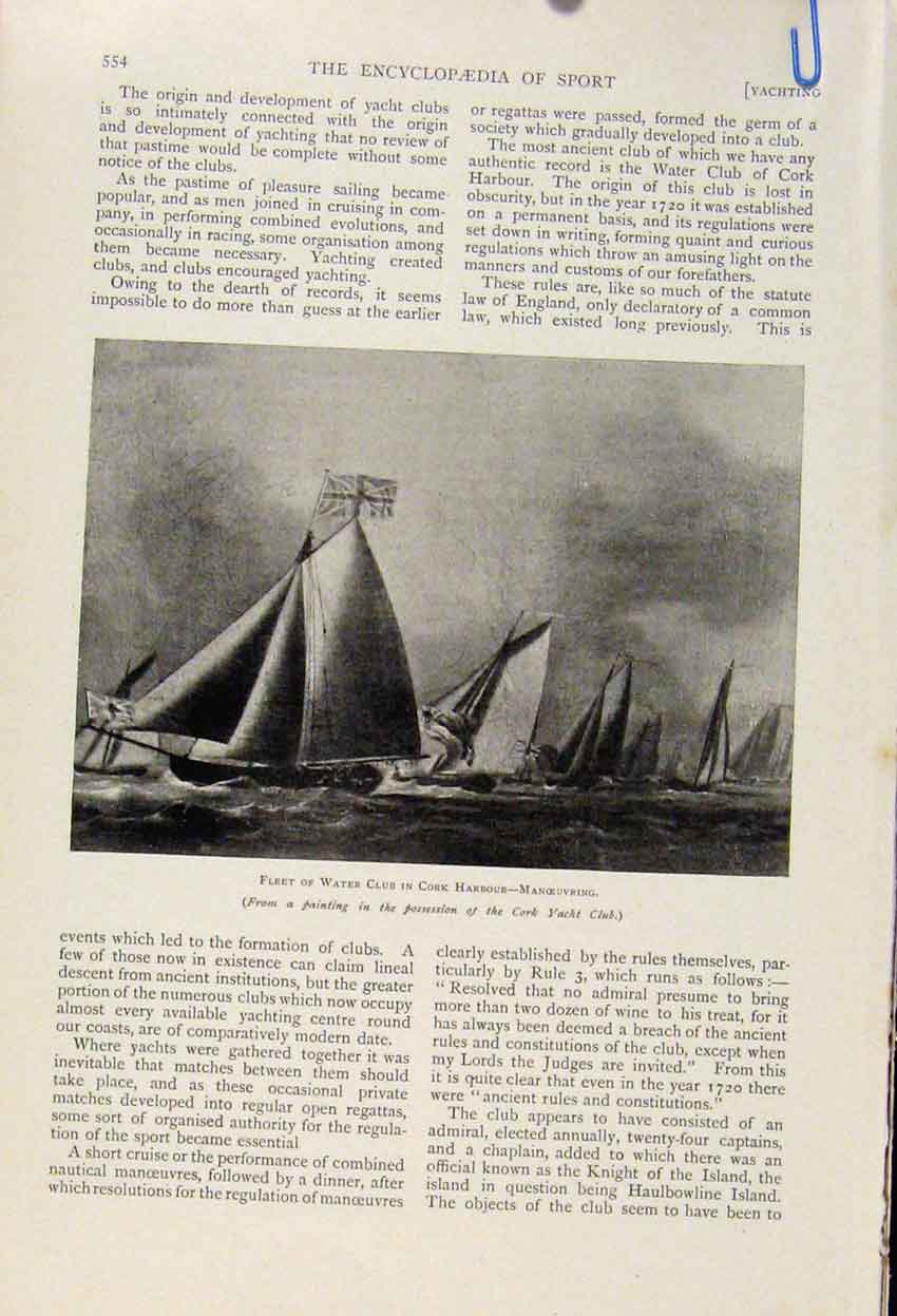 Original Old Antique Print Valkyrie Sail Boats Corsair Meteor Alisa