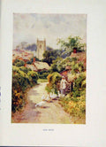 Original Old Antique Print Bere Regis Color Fine Art Haslehust Painting