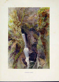 Original Old Vintage Print Lydford Gorge Painting By Haslehust C1920 Art 20th