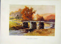 Original Old Vintage Print Clapper Bridge Postbridge Painting By Haslehust C1920
