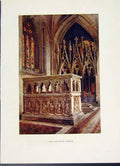 Original Old Antique Print Painting Haslehust Fine Art Hereford Cantilupe Shrine