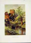Original Old Antique Print Color Painting By Haslehust Monnington Church