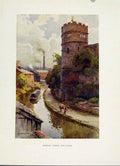 Original Old Vintage Print Phoenix Tower Canal C1920 Painting By Haslehust 20th