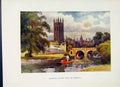Original Old Vintage Print Painting By Haslehust Magdalen College Cherwell C1920