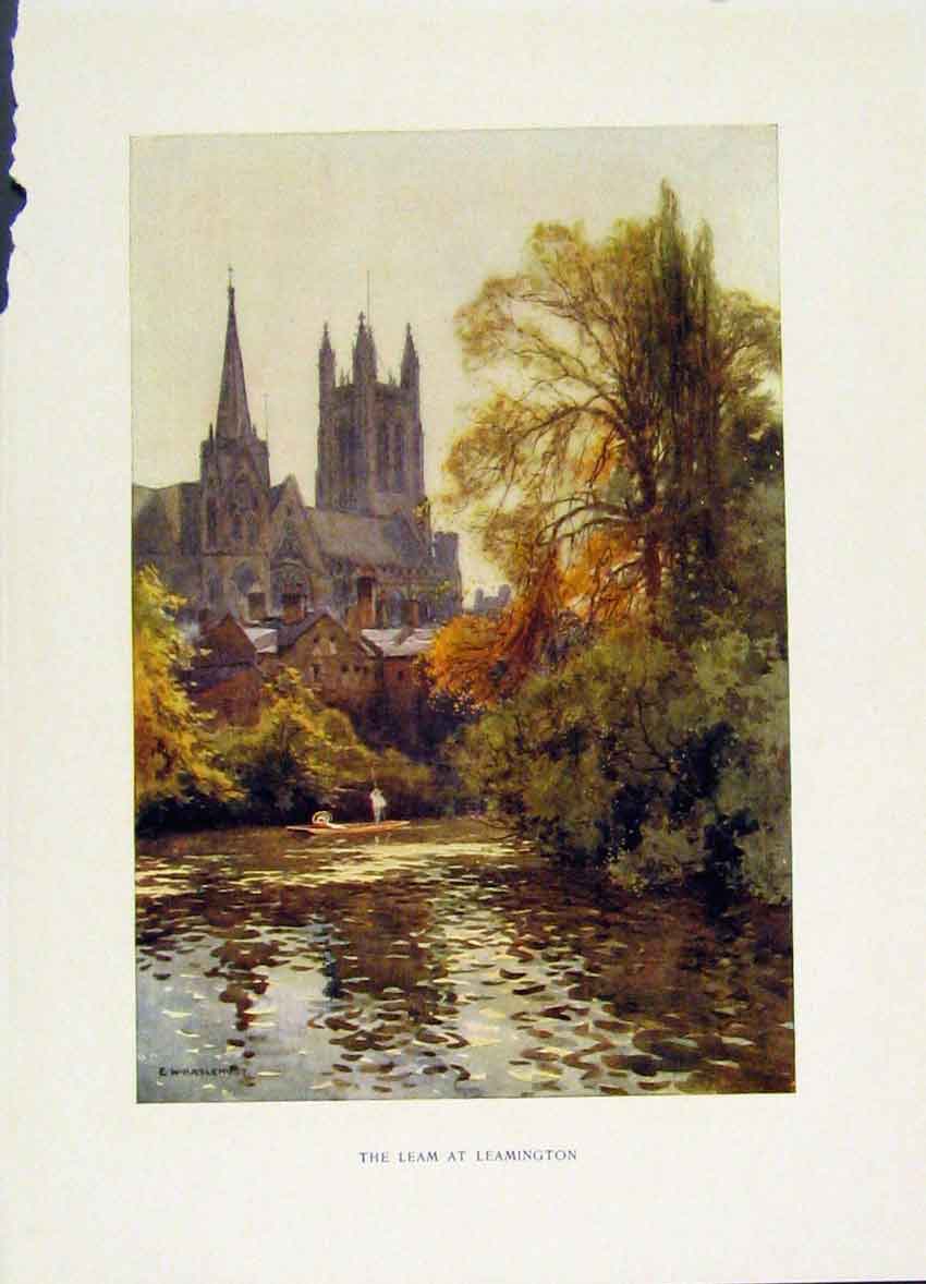 Original Old Vintage Print Leam Leamington C1920 Painting By Haslehust Fine Art