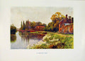 Original Old Vintage Print Hampton Court C1920 Painting By Haslehust Color 20th