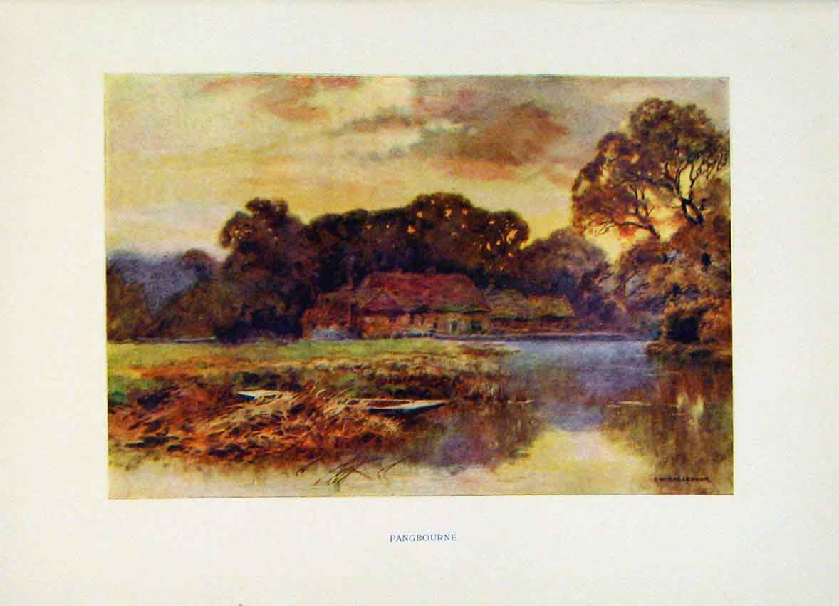 Original Old Vintage Print Pangborune Painting By Haslehust C1920 Fine Art 20th