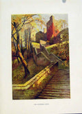 Original Old Vintage Print C1920 Windsor Hundred Steps Painting By Haslehust Art