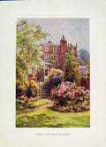 Original Old Vintage Print Gadshill Place Gardens C1920 Color Painting Haslehust