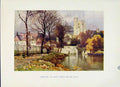 Old Vintage Print C1920 Painting By Haslehust Maidstone All Saints Church 20th