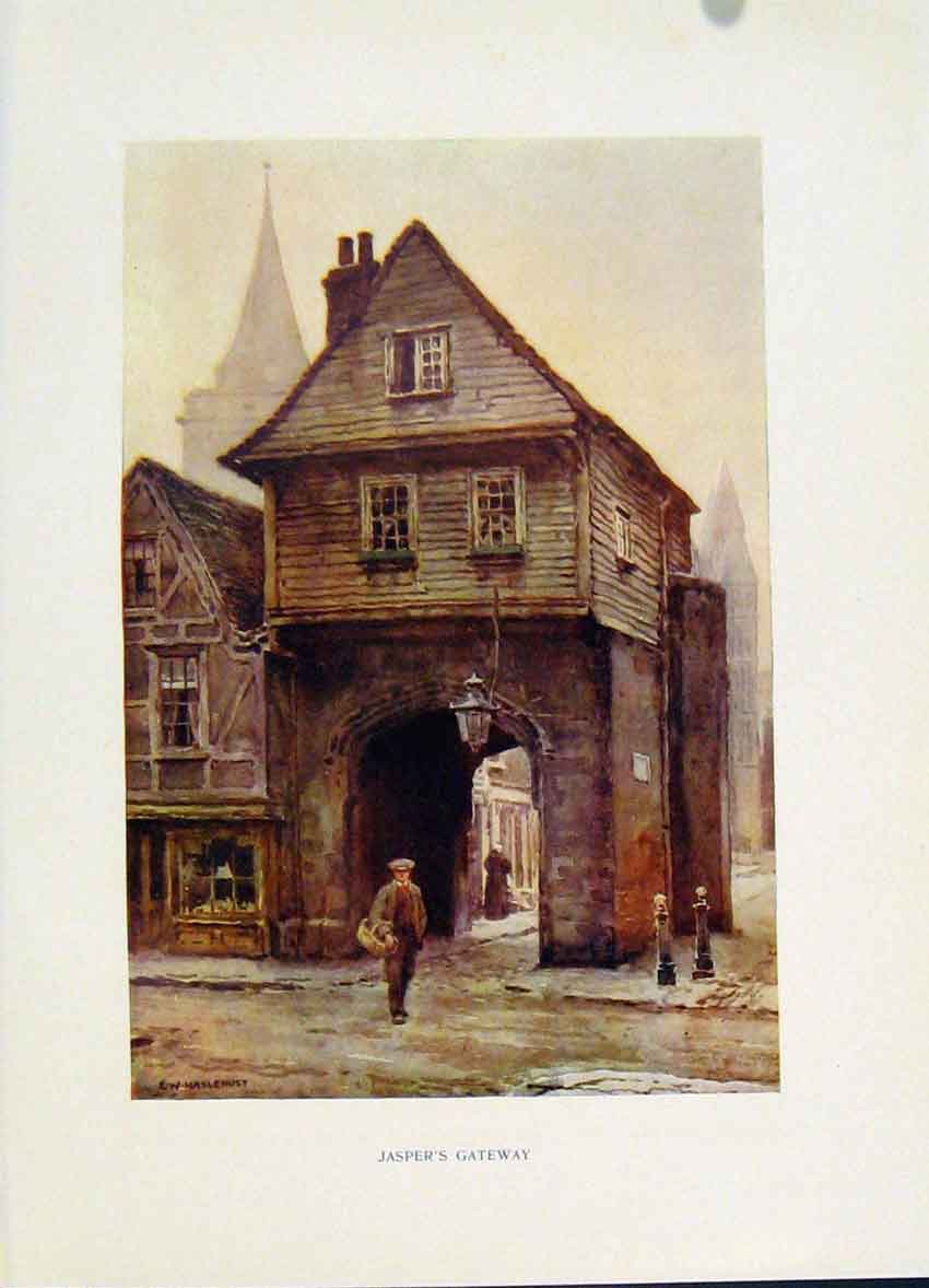 Original Old Antique Print Jaspers Gateway Painting By Haslehust Art