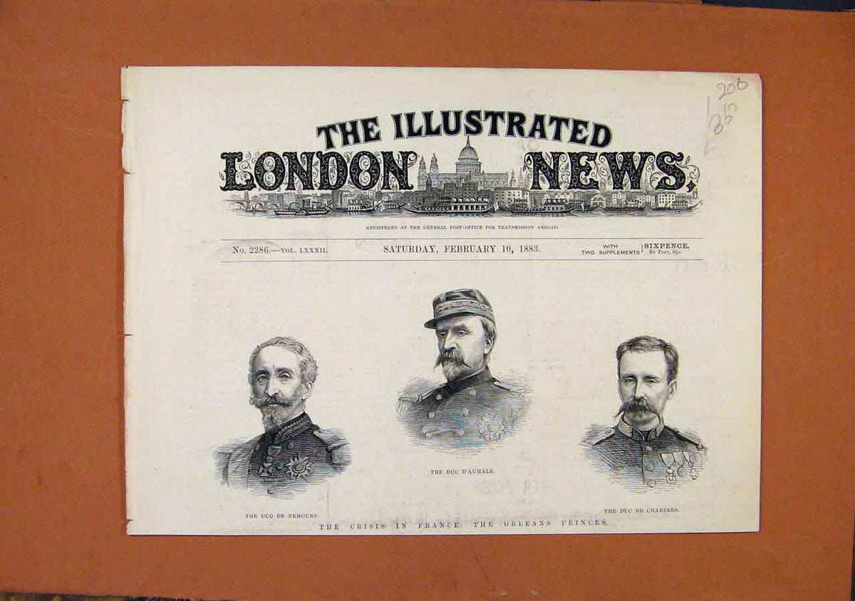 Original Old Antique Print Crisis In France Orleans Princes C1883 London News