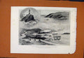 Original Old Antique Print Laying Telegraph Cable Cove Fanstnet Lighthouse C1895