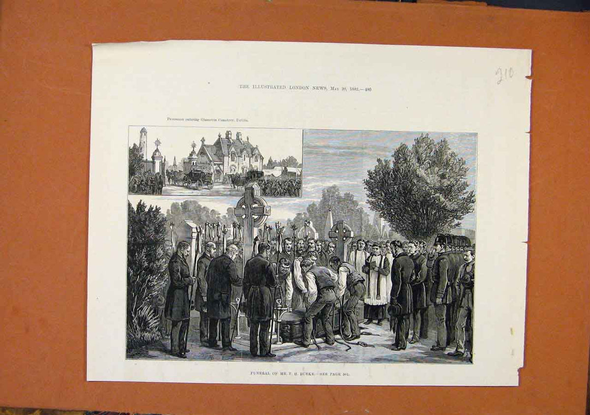 Original Old Antique Print Funeral Burke C1882 Illustrated London News Victorian