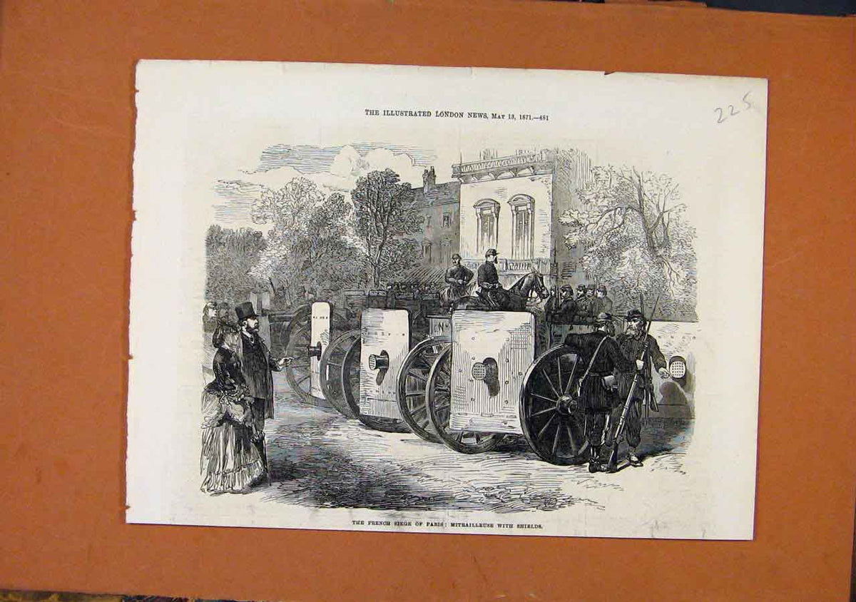 Original Old Antique Print French Siege Paris C1871 Illustrated London News 19th