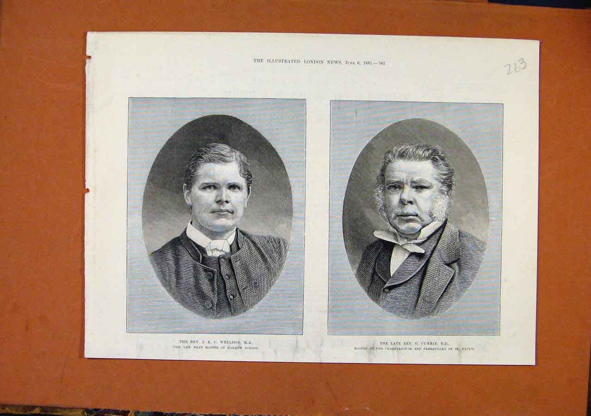 Original Old Antique Print Welldon Head Master Harrow School Rev Currie C1885
