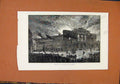 Original Old Antique Print Burning Aberdeen Public Markets C1882 19th
