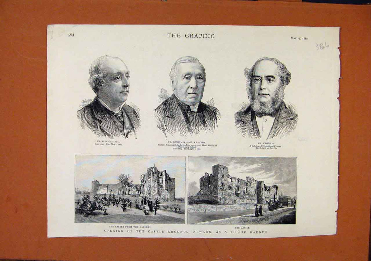 Old Antique Print The Graphic C1889 Opening Castle Grounds Newark Gardens 19th