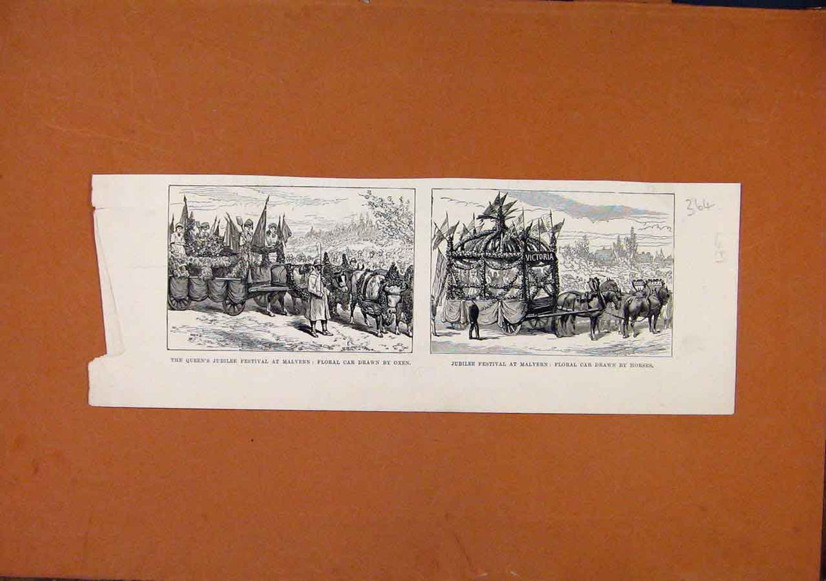 Original Old Antique Print C1887 Queens Jubilee Festival Malvern London News