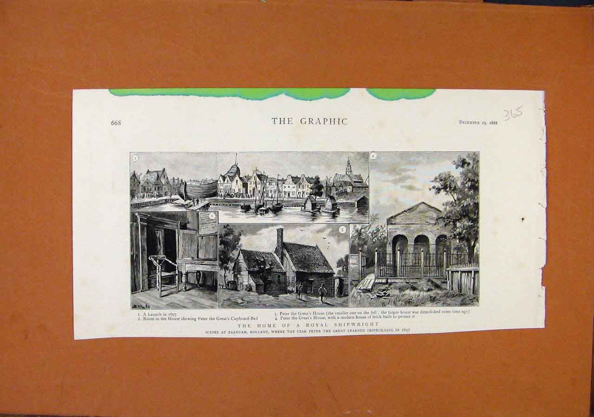 Original Old Antique Print Home Royal Shipwright C1888 The Graphic Victorian