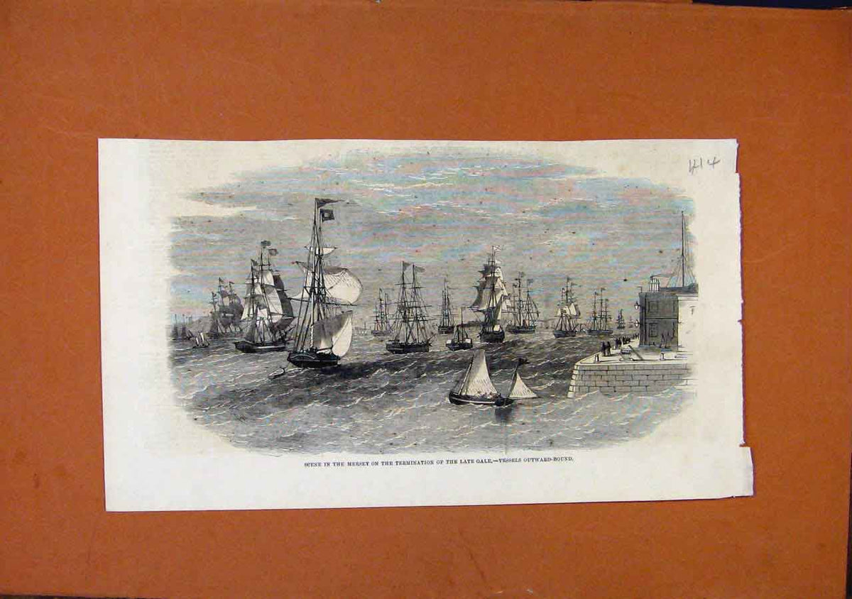 Original Old Antique Print Scene In The Mersey Illustrated London News