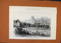 Original Old Antique Print C1891 Railway Disaster Monchenstein Bale Victorian