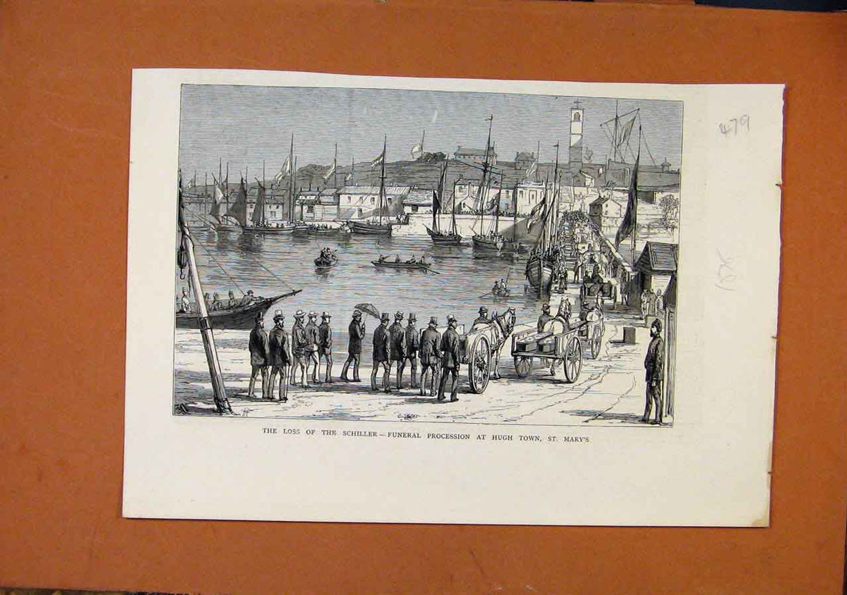 Original Old Antique Print Loss Schiller High Town St Marys C1875 19th