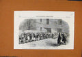 Original Old Antique Print Cotton Famine Chapmans Courtyard Manchester C1862