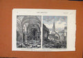 Original Old Antique Print Floods In Budapesth Hungary C1875 19th