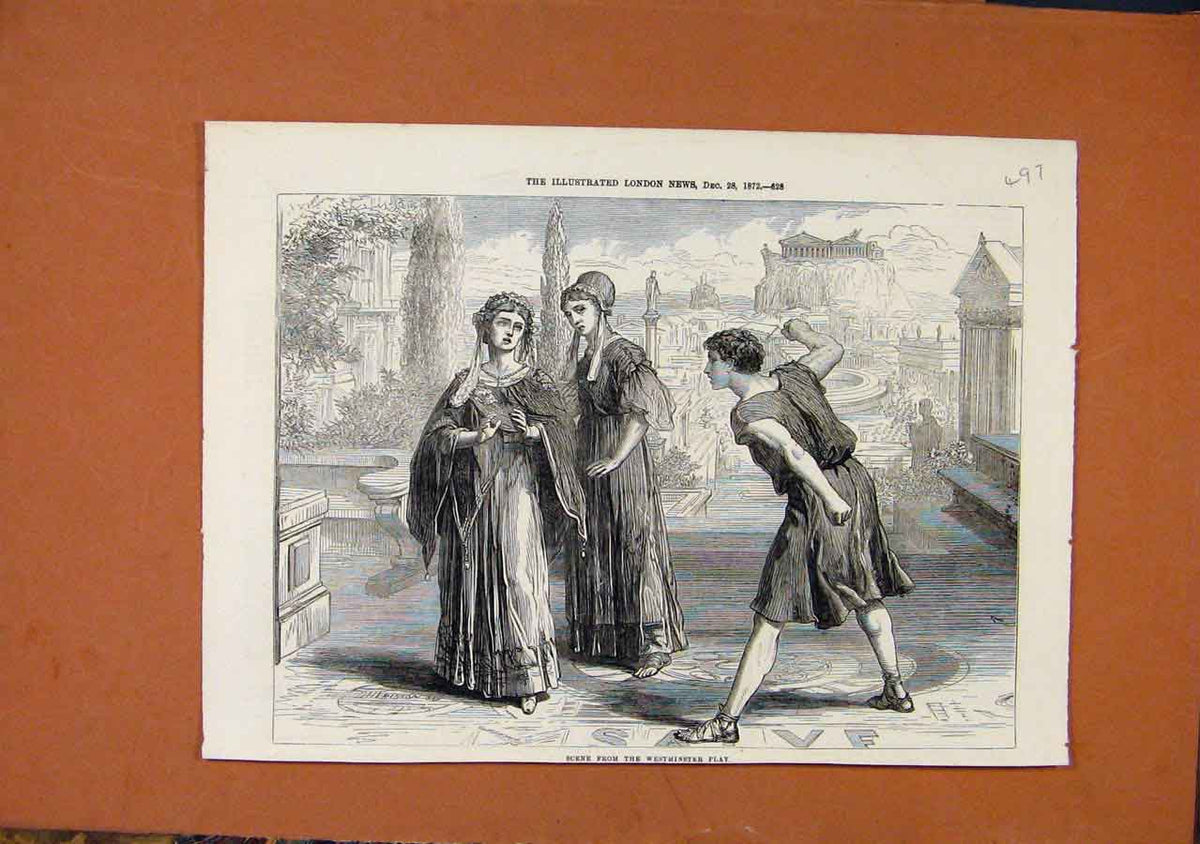 Original Old Antique Print Westminster Plau C1872 Illustrated London News 19th