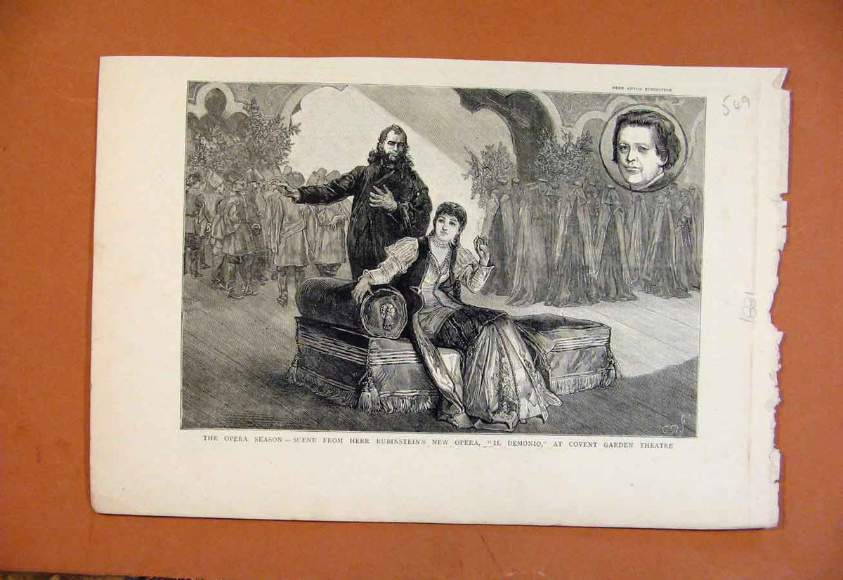 Original Old Antique Print Opera Herr Rubinsteins Covent Garden Theatre C1831