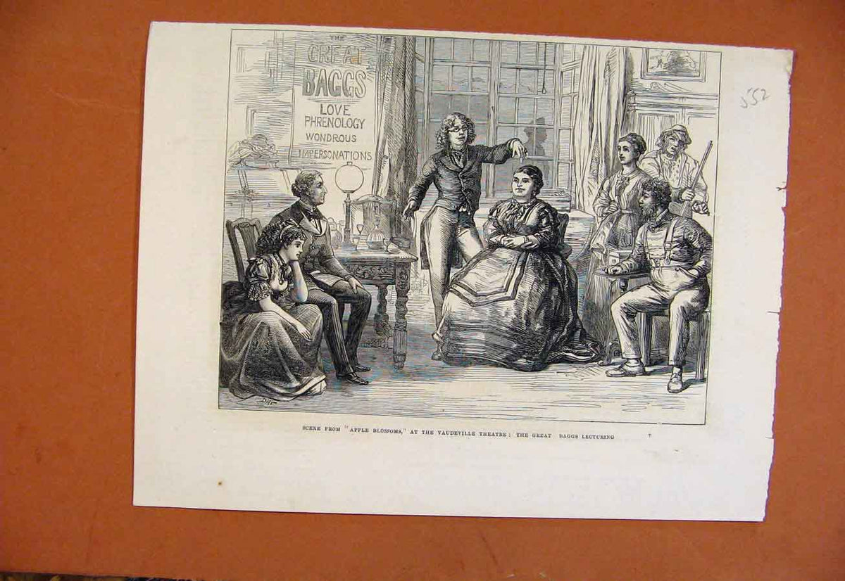 Original Old Antique Print Apple Blossoms Vaudeville Theatre From London News