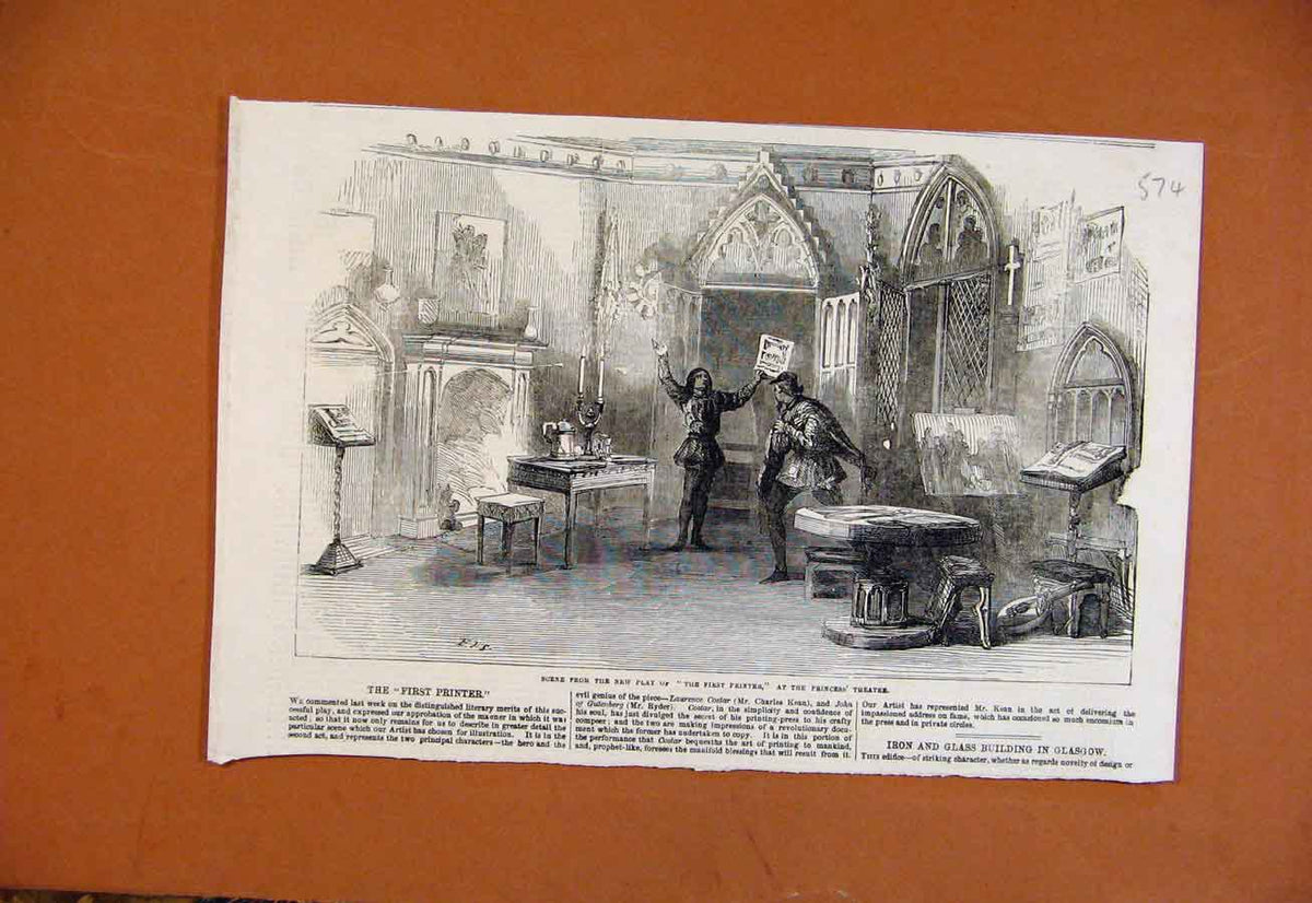 Original Old Antique Print Scene From First Er Princess Theatre