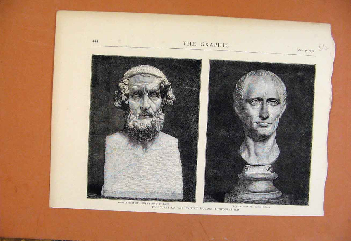 Original Old Antique Print Tresures British Museum Photgraphed C1872 Victorian