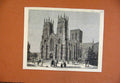 Original Old Antique Print Minster West Front York From London News