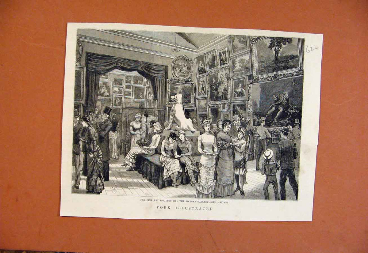 Original Old Antique Print Fine Art Institution Picture Gallery Masters