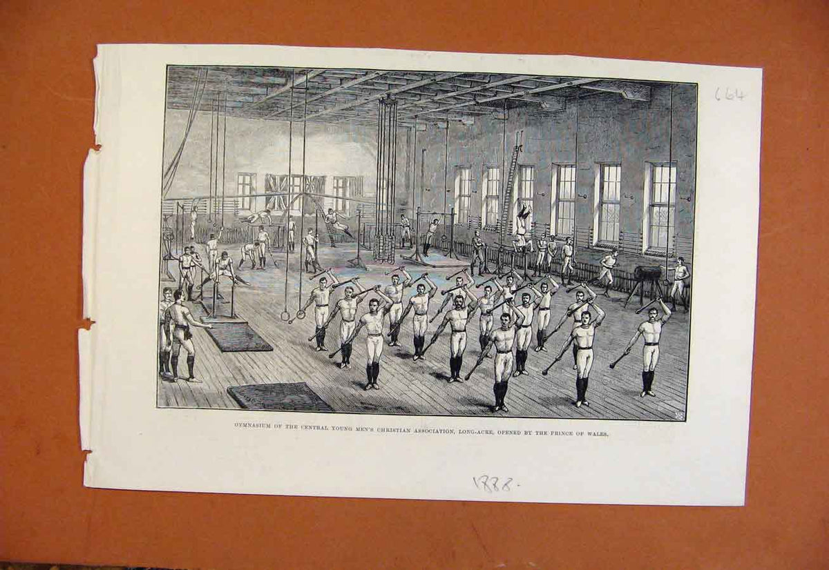 Old Antique Print Gymnasium Central Youn Mens Christian Association 1888 19th