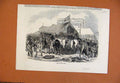 Original Old Antique Print Horse Arrival At Course C1846 From London News 19th