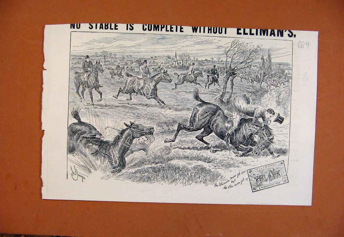 Original Old Antique Print Ellimans Embrocation C1893 From London News Victorian