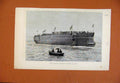 Original Old Antique Print Hms Trafalgar Launched Portsmouth C1887 Victorian