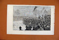 Original Old Antique Print Review London Fire Brigade Distribution Medals C1898
